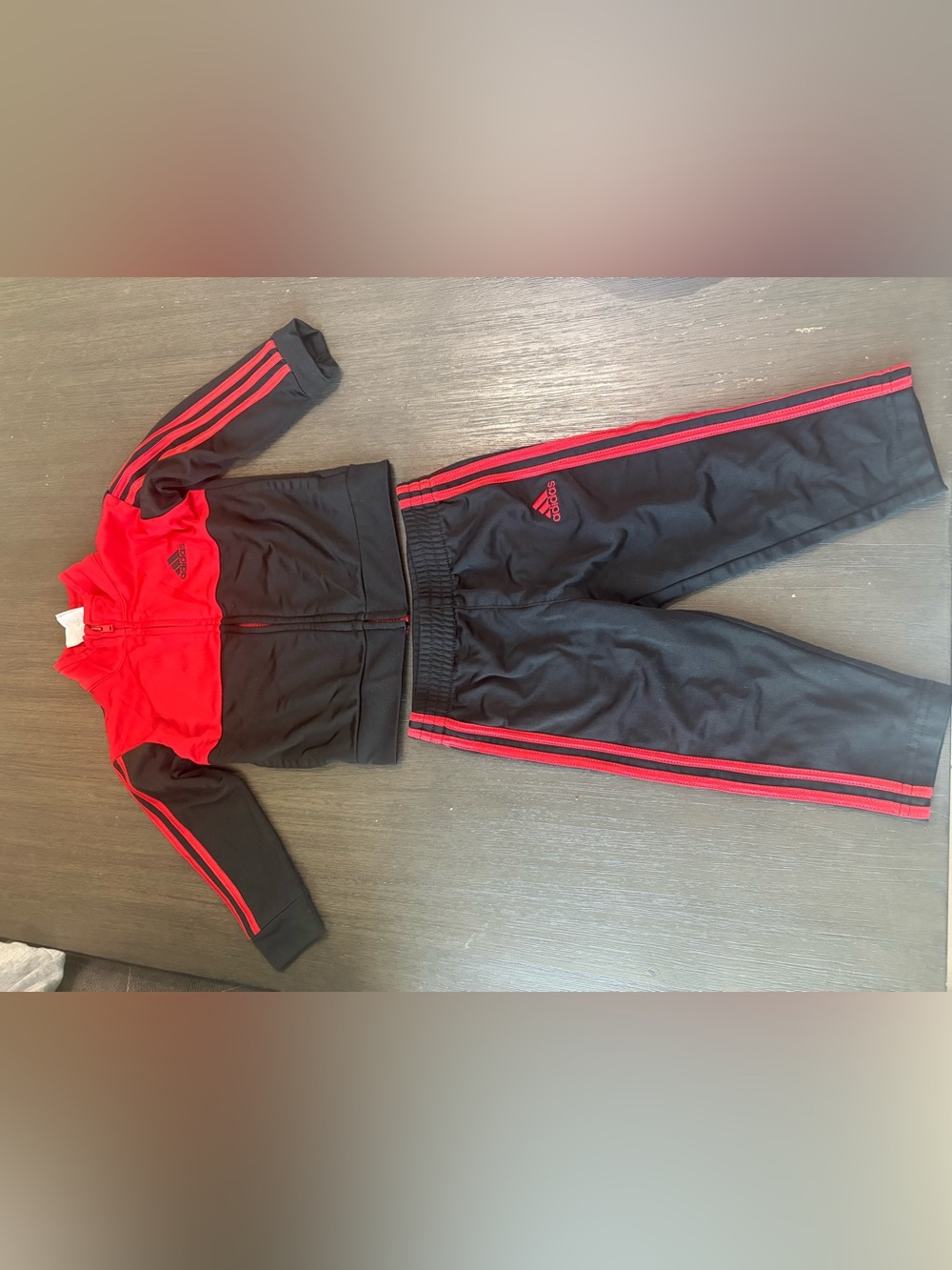 adidas Kids Red Bottoms with Black Logo